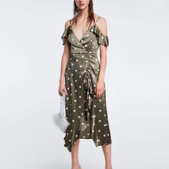 zara polka dot silk dress